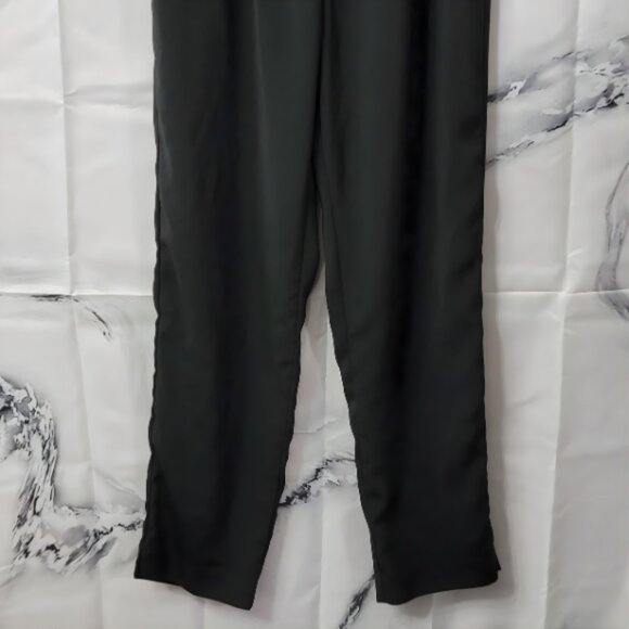 Women's Black High Rise Drawstring Ankle Slit Pants Size L (28x29) - Picture 4 of 9